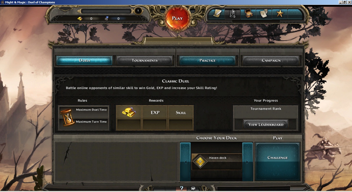 Страница выбора сражения