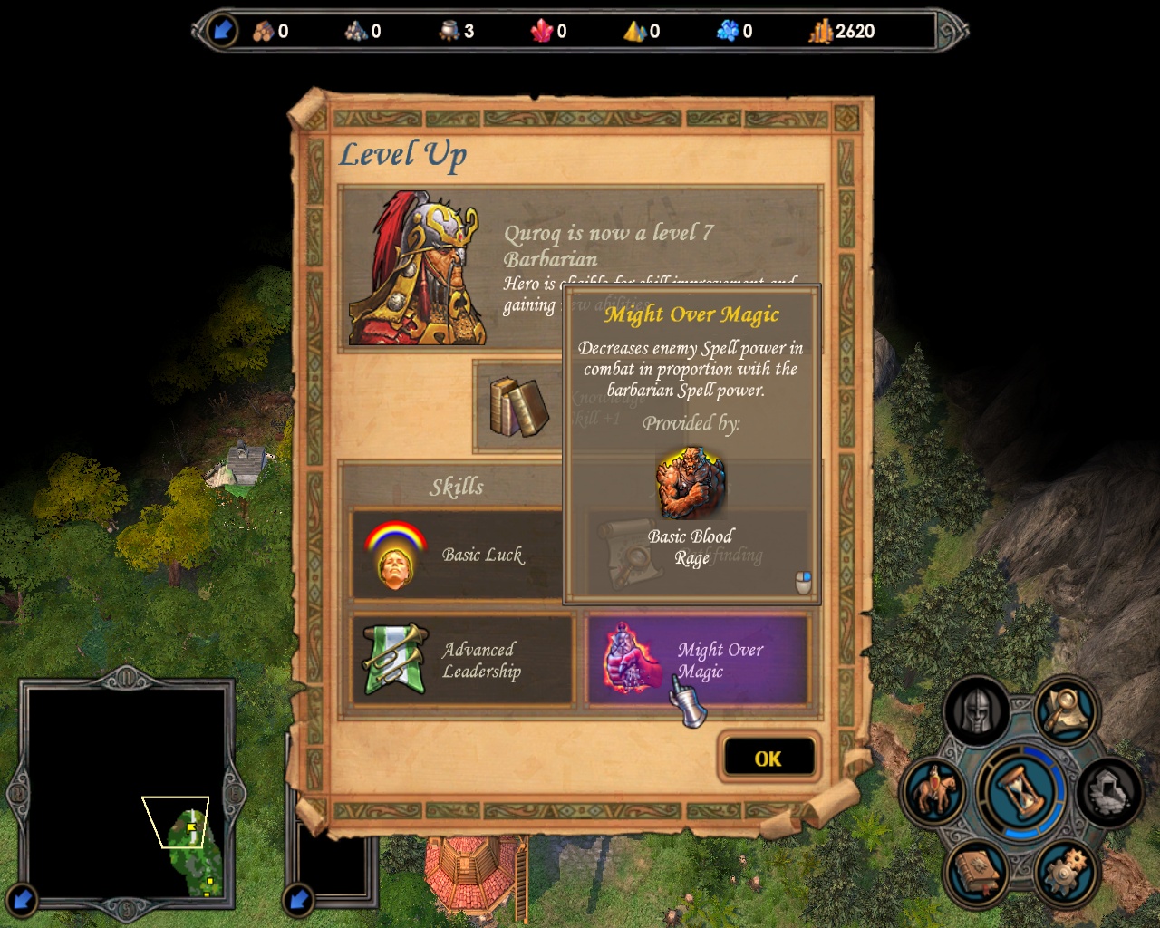 Навык Might over Magic соответствует воинственному стилю Варваров.