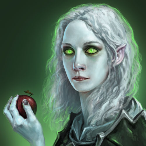 Некрополис - Necropolis. Луна - Luna.Герой магии.Была героем таверны в Heroes I и II в составе фракции колдуний. В Heroes III присоединилась к Сопряжению, а затем (в Heroes IV) -- к фракции Смерть, при этом она стала вампиром.BiographyLuna was born in the forests of Irollan during a 
full moon, and it is said that the baby seemed to stare at the great 
cocoon with her eyes wide open, prompting her parents to name her in 
honour of the celestial body. Some say her unusual destiny was written 
that night, as a result of this very act. Naturally attuned to the 
mystical forces inhabiting the world, Luna was trained to become a 
Druid. But the young Elf could not find Harmony - to the other Druids, 
she seemed restless, unpredictable, unreliable. She finally discovered 
peace in the most unexpected of means - by drinking the venom of the 
Mother Namtaru and embracing Undeath. Reborn as a Vampire, Luna is 
definitely to be considered a defender of Harmony, though her 
understanding of the term is far removed from what she was taught as a 
Druid. For Luna, Harmony stems from the silence of death.LegacyLuna
 was a recruitable Hero in Heroes 1 and 2 (as part of the Sorceress 
faction), Heroes 3 (as part of the Conflux faction) and eventually 
joined the ranks of Necropolis in Heroes 4, having been turned into a 
vampire.