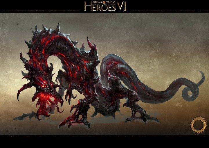 Ургаш, Дракон Хаоса  Дракон Хаоса -- незрелый, дикий, опасный, первородный хаос в его неисчерпаемой  энергии и бесконечном разнообразии форм. Он хищен и ненасытен, дракон-змей, пожирающий свой собственный хвост. Он -- Создатель беспричинного разрушения, непостоянства и множества безумия. Также он прародитель демонов.   URGASH, the Dragon of CHAOS  The Dragon of Chaos is raw untamed potential, primordial chaos in its  inexhaustible energy and infinite variety of forms. He is ravenous and insatiable, the dragon-snake that eats its own tail. He is the Father of wanton Destruction, of frantic Mutation, of rampart Madness. He is also the progenitor of the Demons.